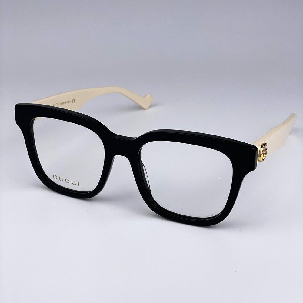 NEW Gucci GG0958O 005 Black White Square Unisex Eyeglasses